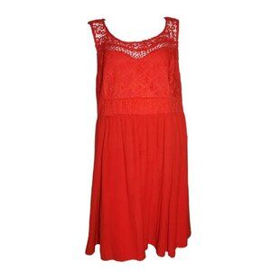 TORRID Solid All Orange Gauze Crochet Zip Back Skater Dress Womens Plus Size 26